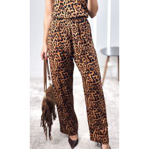 Calça Viscose Animal Print Onça - Marrom