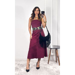 Blusa Suede sem Alça com Cinto - Bordô
