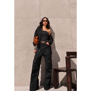 Calça Jeans Cargo Utility - Preto