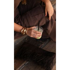 Corset Assimétrico Jeans sem alça - Marrom Coffee