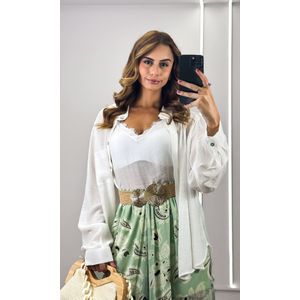 Calça Pantalona Chiffon Paisley - Verde Claro