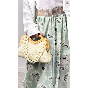 Calça Pantalona Chiffon Paisley - Verde Claro