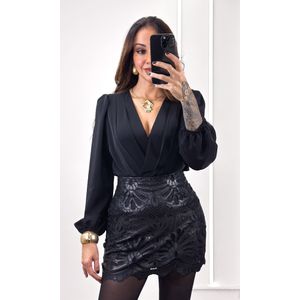 Body Crepe Decote Transpassado - Preto