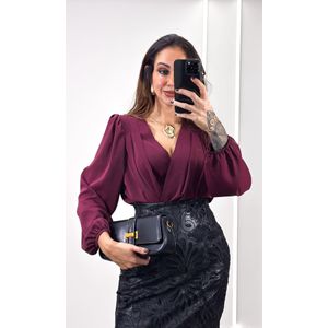 Body Crepe Decote Transpassado - Vinho