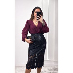 Body Crepe Decote Transpassado - Vinho