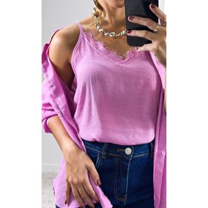Camisa com Regata Renda - Rosa