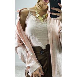 Camisa com Regata Renda - Rosa Chá