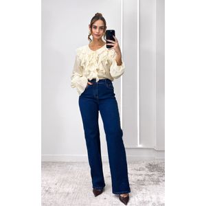 Camisa Crepe com Babados - Bege