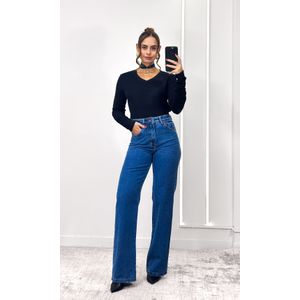 Blusa Flanelada Gola V - Preto
