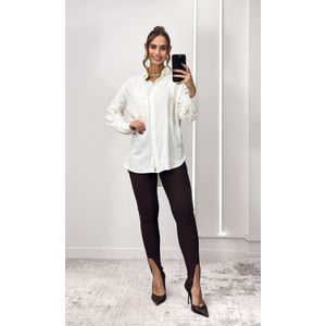 Camisa Linho Alongada com Bolso - Branco