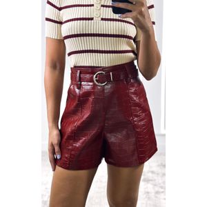 Short Courino Croco com Cinto - Bordô
