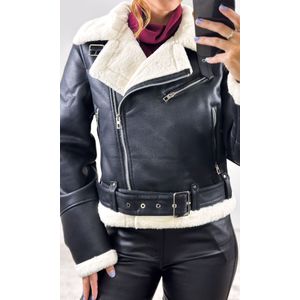 Jaqueta Courino Gola Peluciada - Preto