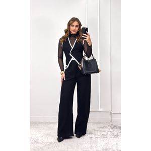 Conjunto Alfaiataria Colete Calça - Preto/Branco