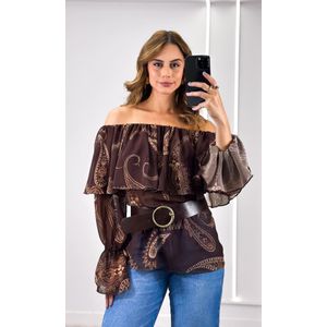 Blusa Bata Paisley - Marrom Escuro