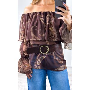 Blusa Bata Paisley - Marrom Escuro