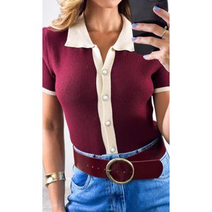 Blusa Polo Tricô Modal - Bordô