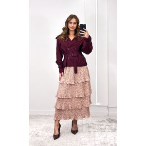 Saia Plissada Camadas Liberty - Bege
