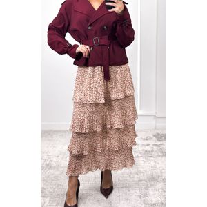 Saia Plissada Camadas Liberty - Bege