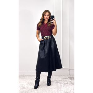 Blusa Polo Tricô Modal Leopardo - Bordô