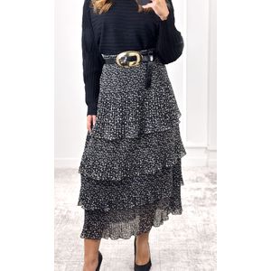 Saia Plissada Camadas Liberty - Preto