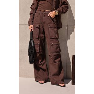 Calça Jeans Cargo Utility - Marrom