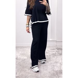 Conjunto Modal Blusa e Calça - Preto/Branco