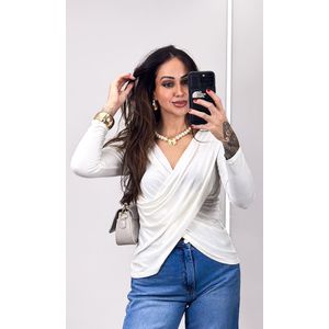 Blusa Malha Drapeada - Off
