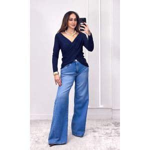 Blusa Malha Drapeada - Azul Marinho