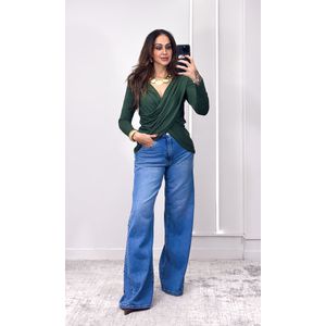 Blusa Malha Drapeada - Verde Escuro