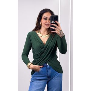 Blusa Malha Drapeada - Verde Escuro