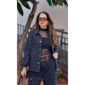 Calça Jeans Cargo Kléa - Preto