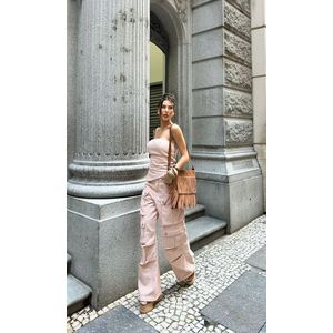 Corset Assimétrico Jeans sem alça - Rose Claro