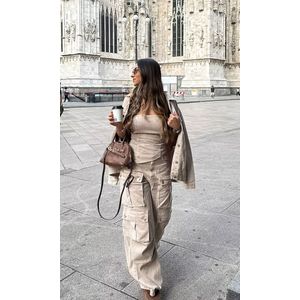 Corset Assimétrico Jeans sem alça - Bege Marmorizado