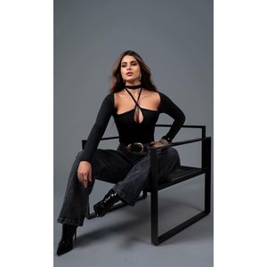 Body Poliamida Amarração Pescoço - Preto