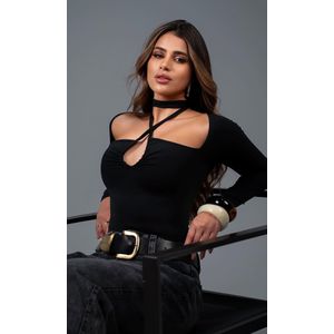 Body Poliamida Amarração Pescoço - Preto