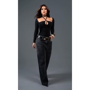 Body Poliamida Amarração Pescoço - Preto
