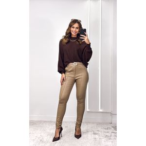 Blusa Ampla Tricô Modal Gola - Marrom