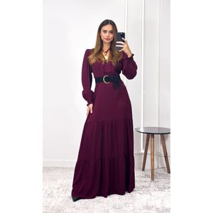 Vestido Longo com Manga Stela - Vinho
