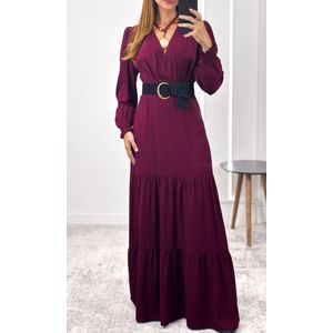 Vestido Longo com Manga Stela - Vinho