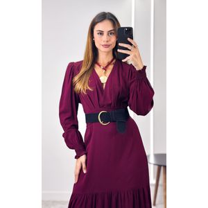 Vestido Longo com Manga Stela - Vinho