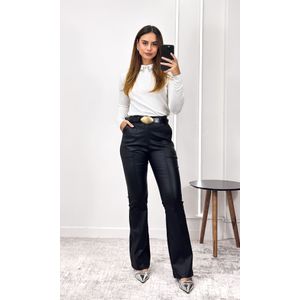 Calça Flare Resinada Geovanna - Preto