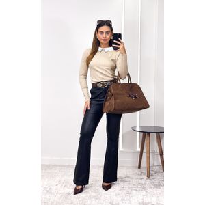 Calça Flare Resinada Geovanna - Preto