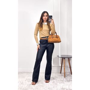 Calça Flare Resinada Geovanna - Preto