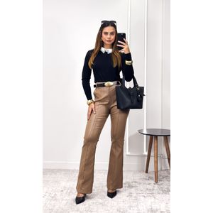 Calça Flare Resinada Geovanna - Chocolate