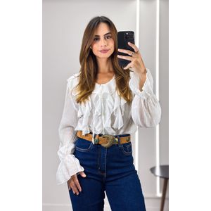 Camisa Crepe com Babados - Branco