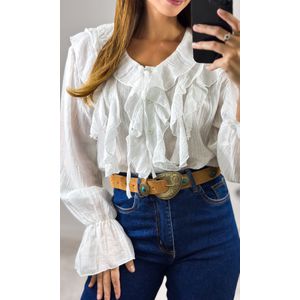 Camisa Crepe com Babados - Branco
