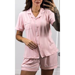 Pijama Camisa e Short - Rosa Claro