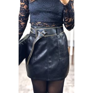 Blusa Rendada Gola Alta - Preto