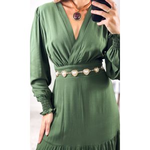 Vestido Linho com Manga Liberty - Verde Escuro