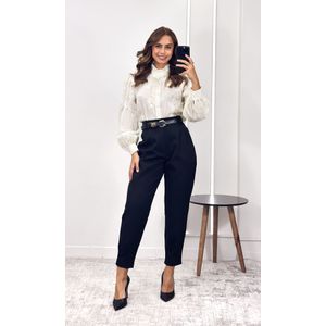 Camisa Floral Gola Drapeada - Off